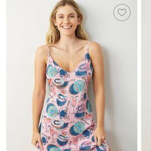 Printfresh Eco Satin Chic To Sleep Nightie in Champagne & Caviar size 2X